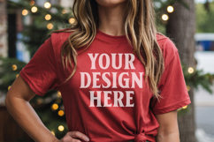 Christmas Bella Canvas 3001 Red Shirt Mockup ,Trandy mockup Product Image 1