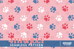 American 4th of July Cat Dog Paw Seamless Pattern PNG DTF Product Image 1