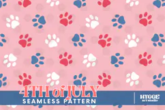 American 4th of July Cat Dog Paw Seamless Pattern PNG DTF Product Image 1
