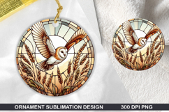 Cute Owl Stained Glass Ornament PNG, Digital Download File Product Image 1