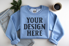 Light Blue Gildan 18000 Folded Flat Lay Mockups Product Image 1