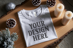 Christmas Bella Canvas 3001 White Folded Tshirt Mockup Product Image 1