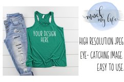 Mockup Bella Canvas Tank / Flat Lay / Green Tank Product Image 1