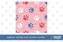 American 4th of July Cat Dog Paw Seamless Pattern PNG DTF Product Image 2