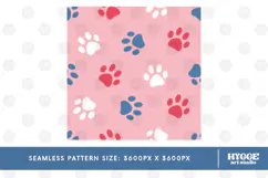 American 4th of July Cat Dog Paw Seamless Pattern PNG DTF Product Image 2