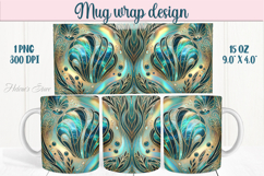 Aquamarine ocean pearl mug wrap 15oz sublimation designs png Product Image 1