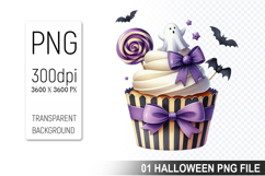 Cupcake With A Halloween Ghost, Halloween Clipart PNG File Product Image 1