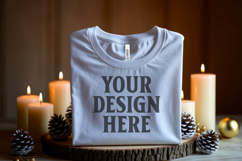 Christmas Bella Canvas 3001 White Folded Tshirt Mockup Product Image 1