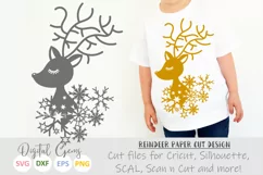 Christmas Reindeer paper cut design SVG / DXF / EPS files Product Image 1