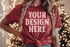 Christmas Bella Canvas 3001 Red Shirt Mockup ,Trandy mockup Product Image 1
