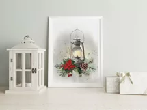 Watercolor Christmas lantern clipart. Sublimation design PNG Product Image 6