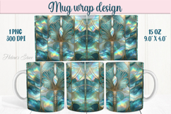 Aquamarine ocean pearl mug wrap 15oz sublimation designs png Product Image 1