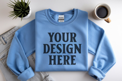 Light Blue Gildan 18000 Folded Flat Lay Mockups Product Image 1