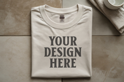 White Gildan 5000 Flat Lay Tshirt Mockup, G5000 mockups Product Image 1