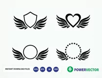 Wings Monogram Frames Digital Cut Files - Svg Ai Dfx Eps Png. Silhouette, Cricut Svg Cutting File. Vector Download  Product Image 1