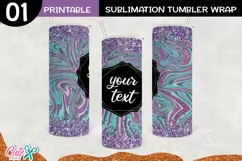 Purple and teal marble 20 oz Skinny Tumbler wrap sublimation Product Image 1