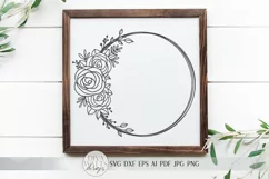 Floral Rose Wreath SVG | Valentine's Day Roses Wreath SVG Product Image 2