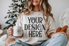 Christmas Gildan 18000 White Crewneck Sweatshirt Mockup Product Image 1