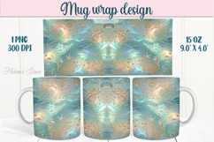 Aquamarine ocean pearl mug wrap 15oz sublimation designs png Product Image 1