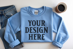 Light Blue Gildan 18000 Folded Flat Lay Mockups Product Image 1