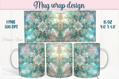 Aquamarine ocean pearl mug wrap 15oz sublimation designs png Product Image 1