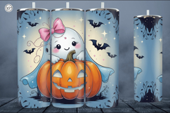 4 Cute Ghost Tumbler Sublimation, 20 oz Tumbler Wrap Product Image 4