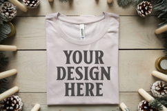 Christmas Bella Canvas 3001 White Folded Tshirt Mockup Product Image 1