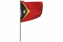 East Timor flag on pole. Waving banner isolated. Product Image 1
