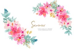 Tropical Watercolor Flower Clipart, Pink Watercolor Flowers Product Image 2