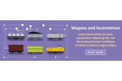 Wagons and locomotives banner horizontal concept Product Image 1