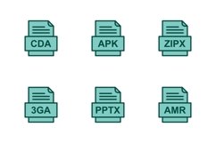 Set Of File Formats Icons Product Image 1