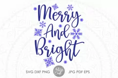Merry and Bright SVG, Christmas SVG files, vinyl crafts Product Image 1