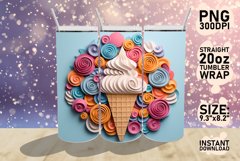3D Ice Cream Tumbler Wrap Sublimation 20oz PNG, Summer PNG Product Image 1