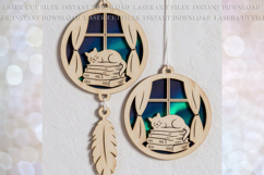 Cat on Books Sun-catcher Ornament svg Laser cut file Product Image 1