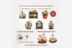 Carnivorous Plant Greenhouse Clipart | Venus Flytrap PNG Product Image 7