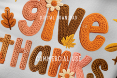 Preppy Give Thanks PNG, Faux yarn PNG, Preppy Thanksgiving Product Image 2