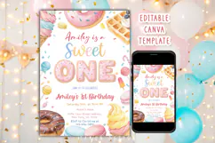 Sweet One Birthday Invitation, 1st Birthday Girl Invite Product Image 1