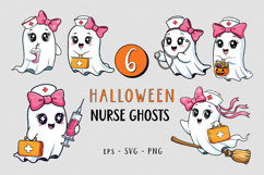 6 Halloween cute Nurse Ghost SVG PNG Product Image 1