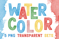 Watercolor Alphabet Clipart, 5 Watercolor PNG Transparent Product Image 1