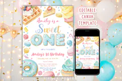 Sweet One Birthday Invitation, 1st Birthday Girl Invite Product Image 1
