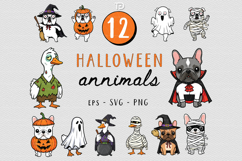 12 Halloween cute Animals SVG PNG, Silly goose, Bulldog Product Image 1