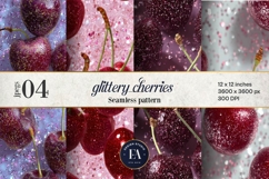 Glitter Coquette Cherry Pattern | Sparkly Glam Texture Paper Product Image 1
