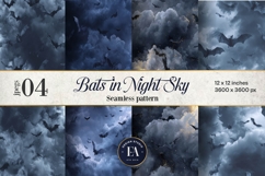 Bats Night Sky Pattern, Dark Gothic Bat Seamless Paper Product Image 1