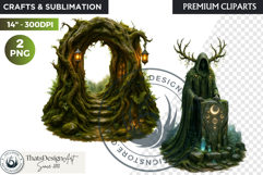Fantasy clipart Magical Forest Village PNG for scrapbooking Product Image 1