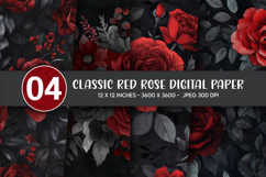 Classic Red Rose Digital Paper Product Image 1
