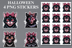 4 Halloween Cats Stickers Png | Printable Product Image 1