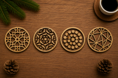 Modern Geometric Coaster Laser Cut Files Bundle Product Image 1