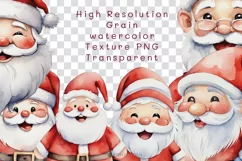 6 Christmas Santa Claus watercolor clip art PNG Product Image 2