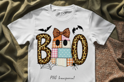 Preppy Ghost Boo Patchwork PNG, Leopard Boo Spooky, Trendy Product Image 4