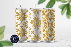 Gold Retro Floral Block Print | Geometric Floral Pattern Product Image 2